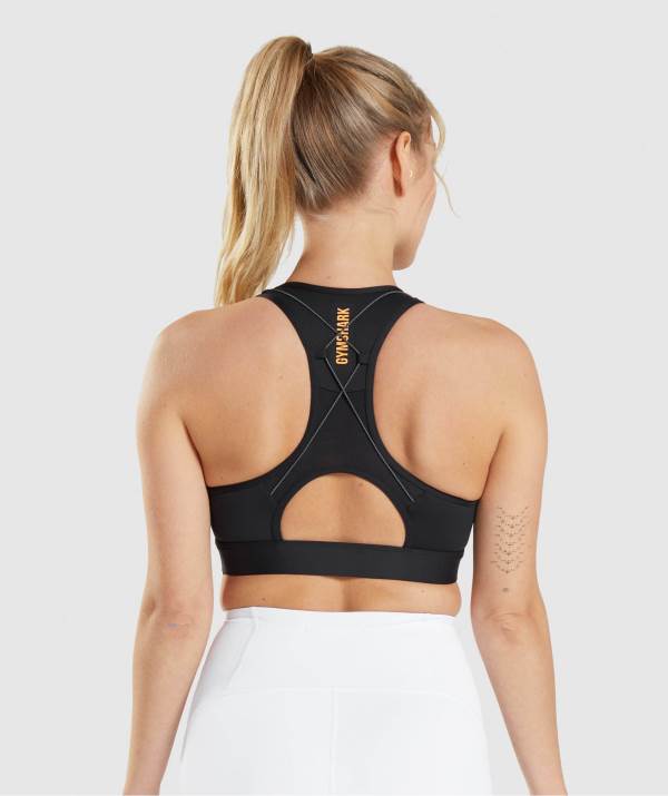 Damske Športové Podprsenky Gymshark Pulse Čierne Marhule / Oranžové | US7894506